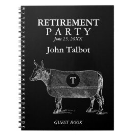 VINTAGE Cow Retirement Black Guest Book Monogram Notizblock