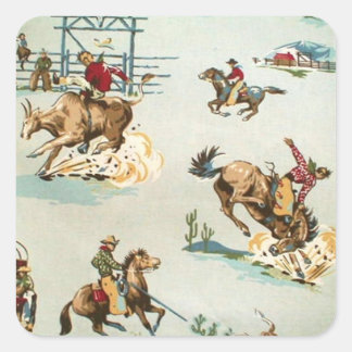Vintage-Cowboy-Aufkleber Vorlage Quadratischer Aufkleber