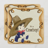Vintage Cowboy-Babydusche Einladung (Vorne/Hinten)