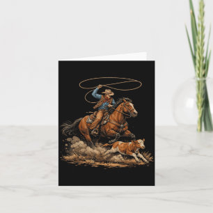 Vintage Cowboy beim Kalb-Roping Rodeo Country West Karte