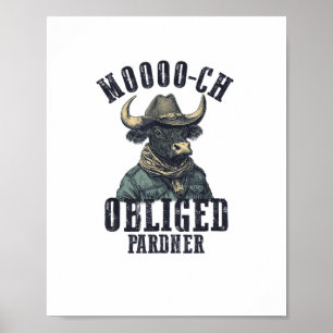 Vintage-Cowboy-Bull-Rodeo-Moooch-verpflichtet-Pard Poster