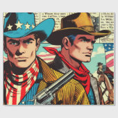Vintage Cowboy-Comicen Geschenkpapier (Flach)