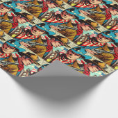 Vintage Cowboy-Comicen Geschenkpapier (Ecke)