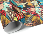 Vintage Cowboy-Comicen Geschenkpapier (Rolleneckpunkt)