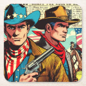 Vintage Cowboy-Comicen Rechteckiger Pappuntersetzer (Vorderseite)