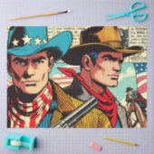 Vintage Cowboy-Comicen Seidenpapier (Basteln)