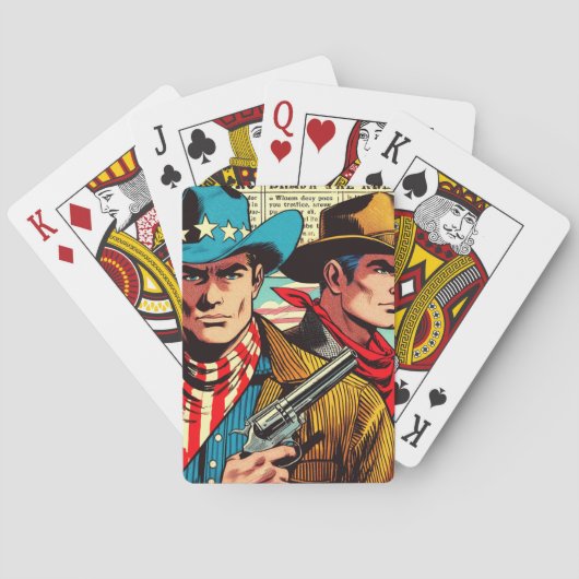 Vintage Cowboy-Comicen Spielkarten (Rückseite)