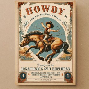 Vintage-Cowboy-Country-Western-Geburtstag Einladung
