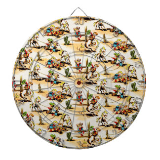 Vintage Cowboy Cowgirl Country Kinder Pony Kaktus Dartscheibe