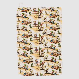 Vintage-Cowboy-Cowgirl-Land-Kinder-Pony-Kaktus Golfhandtuch