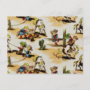 Vintage-Cowboy-Cowgirl-Postkarte Postkarte