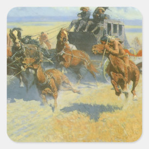Vintage Cowboy, den nächtlichen Anführer niedermac Quadratischer Aufkleber