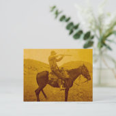 Vintage Cowboy-Jagd auf Pferd Postkarte (Stehend Vorderseite)