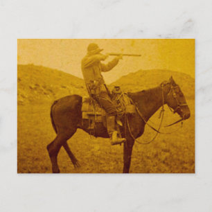 Vintage Cowboy-Jagd auf Pferd Postkarte