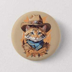 Vintage-Cowboy-Kätzchen-Design Button