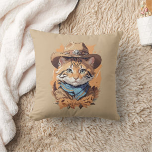 Vintage-Cowboy-Kätzchen-Design Kissen