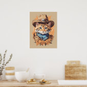 Vintage-Cowboy-Kätzchen-Design Poster (Küche)