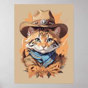 Vintage-Cowboy-Kätzchen-Design Poster