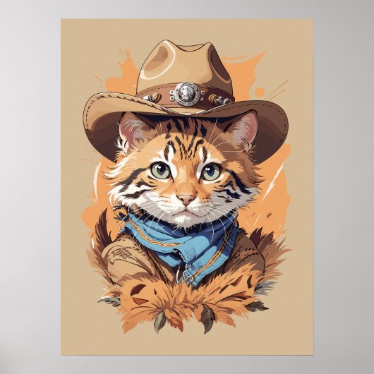Vintage-Cowboy-Kätzchen-Design Poster (Vorne)