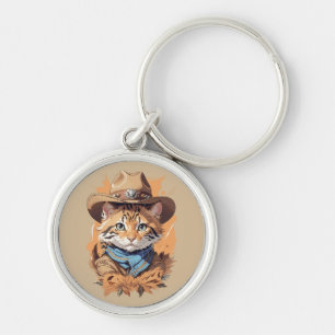 Vintage-Cowboy-Kätzchen-Design Schlüsselanhänger