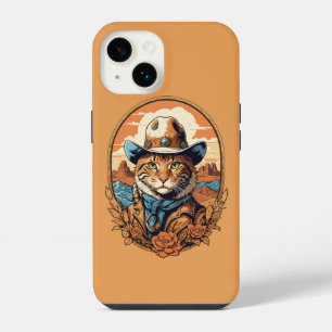 Vintage-Cowboy-Katze-Design iPhone 14 Hülle