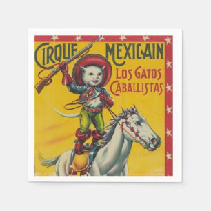 Vintage Cowboy-Katzen-mexikanisches Zirkus-Plakat Serviette
