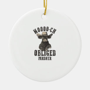 Vintage-Cowboy-Kuh-Shirt Moooch Verpflichtet Kumpe Keramik Ornament