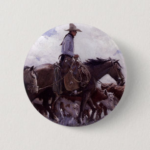 Vintage-Cowboy mit seiner Rinderherde von Koerner Button
