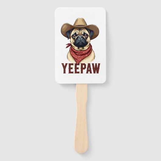 Vintage-Cowboy-Mops-YeePaw-Western-Hund-Illustrati Fächer (Vorderseite)