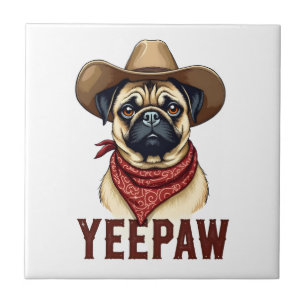 Vintage-Cowboy-Mops-YeePaw-Western-Hund-Illustrati Fliese