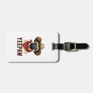 Vintage-Cowboy-Mops-YeePaw-Western-Hund-Illustrati Gepäckanhänger