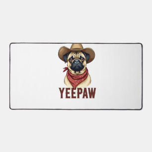 Vintage-Cowboy-Mops-YeePaw-Western-Hund-Illustrati Schreibtischunterlage