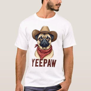 Vintage-Cowboy-Mops-YeePaw-Western-Hund-Illustrati T-Shirt
