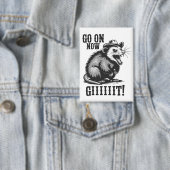 Vintage Cowboy Opossum Geh Jetzt Weiter Western  Button (Insitu)