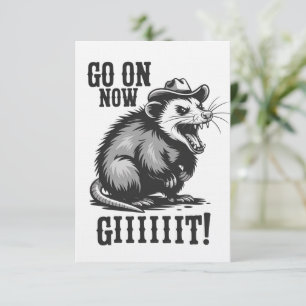 Vintage Cowboy Opossum Los Jetzt Western  Einladung