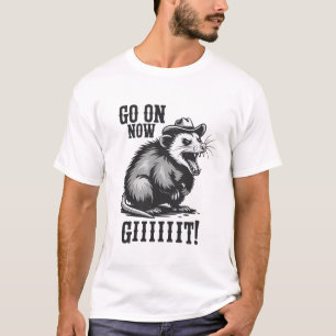 Vintage Cowboy Opossum Mach Jetzt Western Weiter  T-Shirt