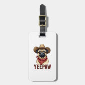 Vintage Cowboy Pug YeePaw Western Dog Illustration Gepäckanhänger (Vorderseite vertikal)