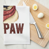 Vintage Cowboy Pug YeePaw Western Dog Illustration Geschirrtuch (Viertel Falte)