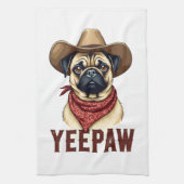 Vintage Cowboy Pug YeePaw Western Dog Illustration Geschirrtuch (Vertikal)
