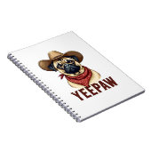 Vintage Cowboy Pug YeePaw Western Dog Illustration Notizblock (Rechte Seite)
