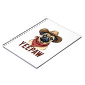 Vintage Cowboy Pug YeePaw Western Dog Illustration Notizblock (Linke Seite)