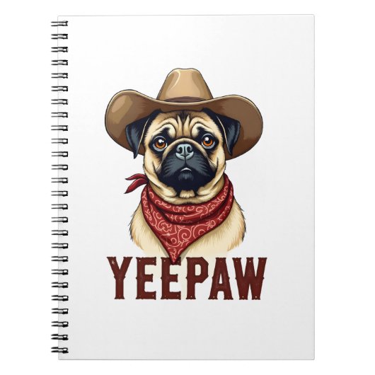 Vintage Cowboy Pug YeePaw Western Dog Illustration Notizblock (Vorderseite)