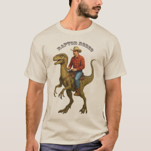 Vintage Cowboy reitet auf einem Velociraptor-Dinos T-Shirt
