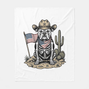 Vintage-Cowboy-Skelett-Hund-patriotisches-Shirt-De Fleecedecke