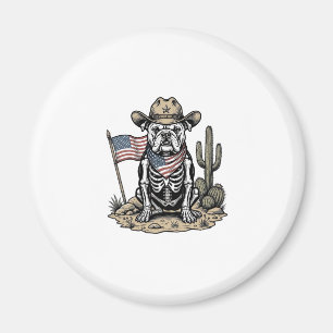 Vintage-Cowboy-Skelett-Hund-patriotisches-Shirt-De Magnet