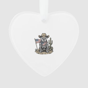 Vintage-Cowboy-Skelett-Hund-patriotisches-Shirt-De Ornament