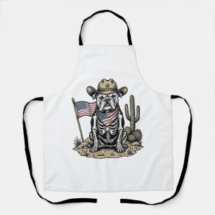 Vintage-Cowboy-Skelett-Hund-patriotisches-Shirt-De Schürze