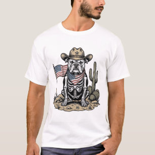 Vintage-Cowboy-Skelett-Hund-patriotisches-Shirt-De T-Shirt