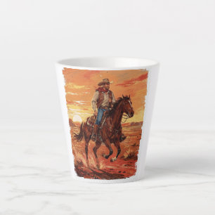 Vintage-Cowboy-Sonnenuntergang-Reit-Latte-Mug Milchtasse