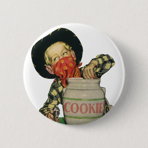 Vintage-Cowboy-Spielzeugpistole Hand im Keksglas Button